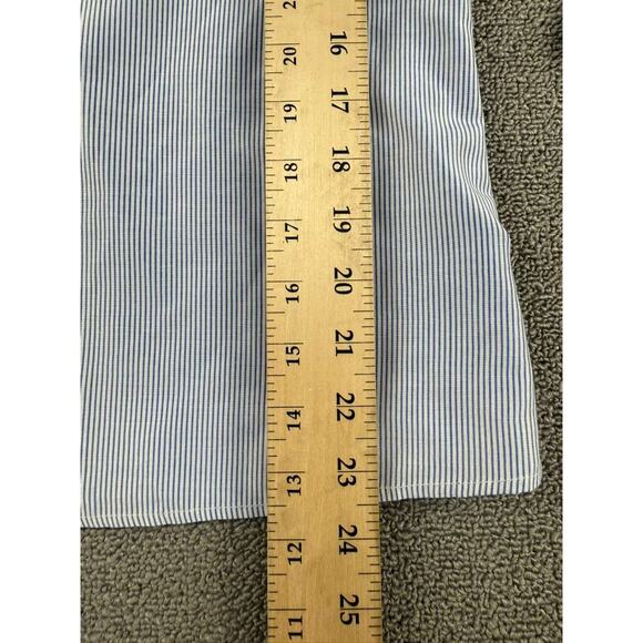 MLM Label Blouse Women XS Blue Bell Sleeve Striped Crewneck Ruffle Cuff Zip Back - Picture 8 of 9